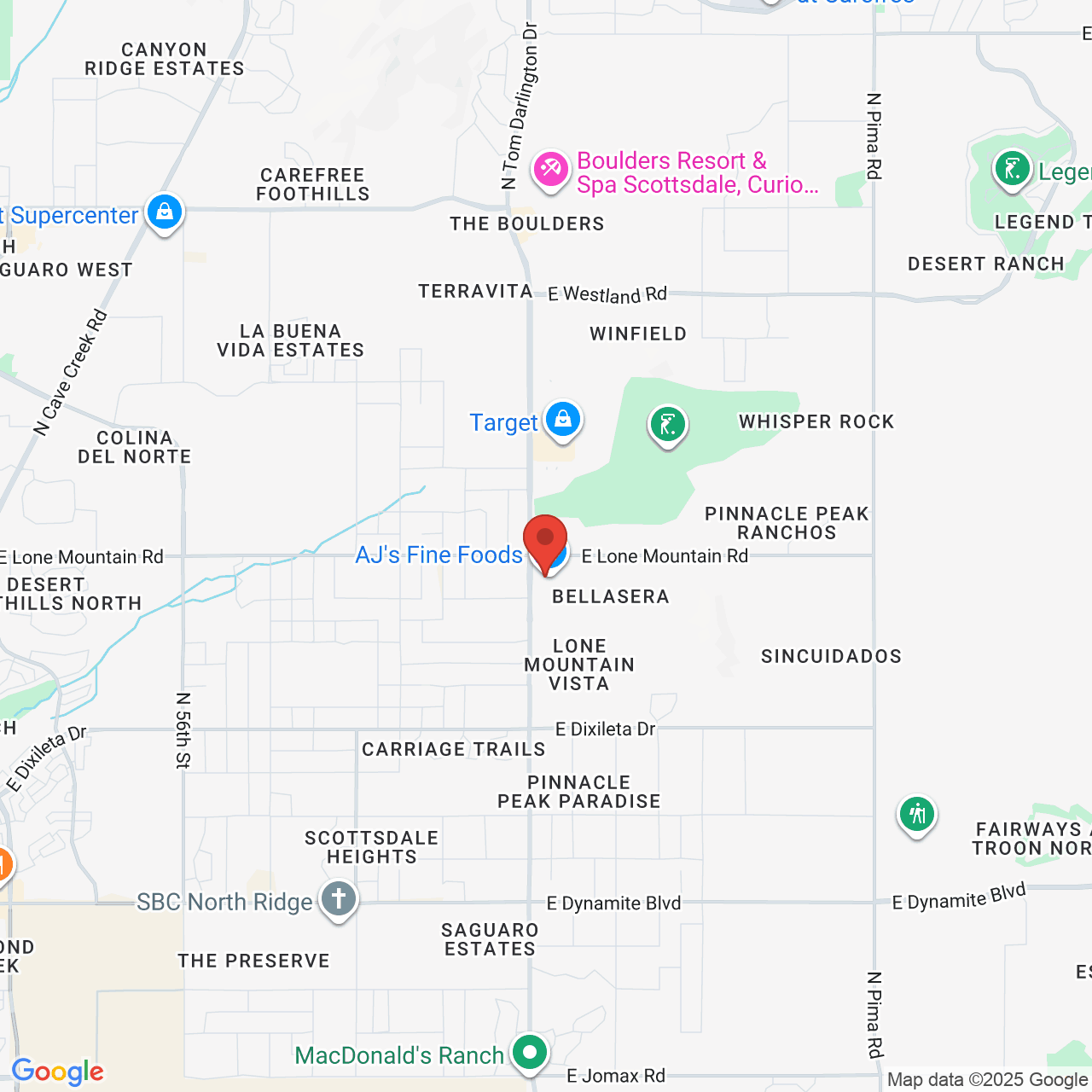 Google map image of our location in 31309 N Scottsdale Rd Scottsdale, AZ